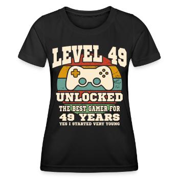 Level 49 unlocked - 49th anniversary - Women's Functional T-Shirt - black - Front - AI Model Female 172 light (172cm)
