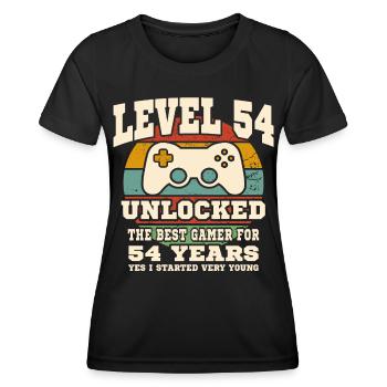 Stufe 54 freigeschaltet – 54. Jahrestag - Frauen Funktions-T-Shirt - Schwarz - Vorne - AI Model Female 172 light (172cm)