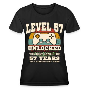 Level 57 unlocked - 57th anniversary - Women's Functional T-Shirt - black - Front - AI Model Female 172 light (172cm)