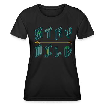 Stay wild in 3D, ein cooles Statement - Frauen Funktions-T-Shirt - Schwarz - Vorne - AI Model Female 172 light (172cm)