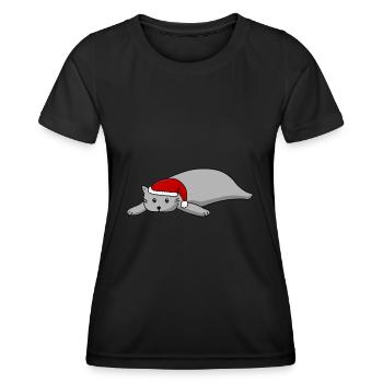Chat de Noël - T-shirt sport Femme - noir - Devant - AI Model Female 172 light (172cm)