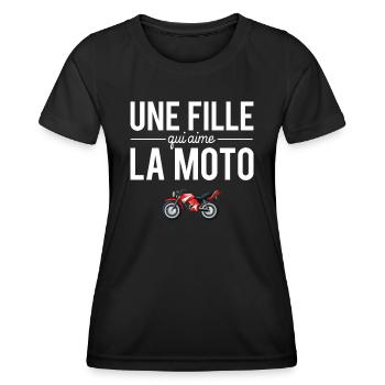 Une Fille Qui Aime La Moto Humour Motarde - T-shirt sport Femme - noir - Devant - AI Model Female 172 light (172cm)