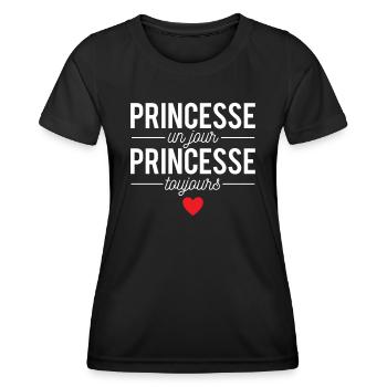 Princesse Un Jour Princesse Toujours Femme Humour - T-shirt sport Femme - noir - Devant - AI Model Female 172 light (172cm)
