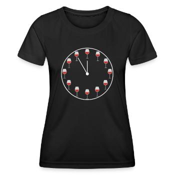 Horloge verre de vin humour vigne vigneron - T-shirt sport Femme - noir - Devant - AI Model Female 172 light (172cm)