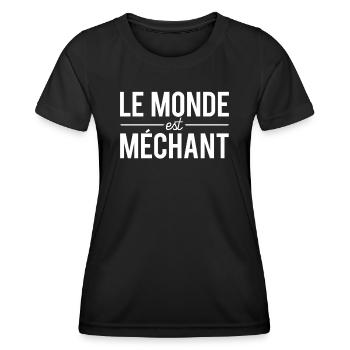 Le monde est méchant expression - T-shirt sport Femme - noir - Devant - AI Model Female 172 light (172cm)