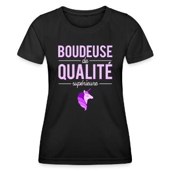 Boudeuse de qualité supérieure râler râleuse drôle - T-shirt sport Femme - noir - Devant - AI Model Female 172 light (172cm)