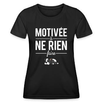 Motivée À Ne Rien Faire Flemme Humour - T-shirt sport Femme - noir - Devant - AI Model Female 172 light (172cm)
