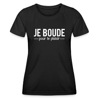 Je boude pour le plaisir chieuse caractère humour - T-shirt sport Femme - noir - Devant - AI Model Female 172 light (172cm)