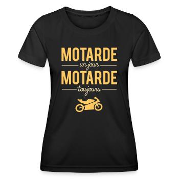 Motarde Un Jour Motarde Toujours Humour Moto - T-shirt sport Femme - noir - Devant - AI Model Female 172 light (172cm)