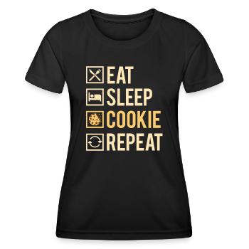 Eat Sleep Cookie Repeat Original Humour - T-shirt sport Femme - noir - Devant - AI Model Female 172 light (172cm)