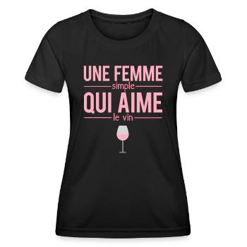 Une Femme Simple Qui Aime Le Vin Humour - T-shirt sport Femme - noir - Devant - AI Model Female 172 light (172cm)