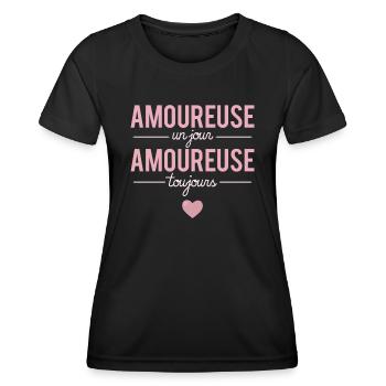 Amoureuse Un Jour Amoureuse Toujours Humour - T-shirt sport Femme - noir - Devant - AI Model Female 172 light (172cm)
