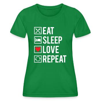 Eat Sleep Love Repeat Saint Valentin Humour - T-shirt sport Femme - vert - Devant - AI Model Female 172 dark (172cm)
