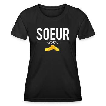 Soeur En Or Cadeau Meilleure Soeur Famille Humour - T-shirt sport Femme - noir - Devant - AI Model Female 172 light (172cm)