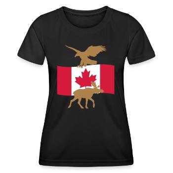 Aigle wapiti drapeau du Canada - T-shirt sport Femme - noir - Devant - AI Model Female 172 light (172cm)