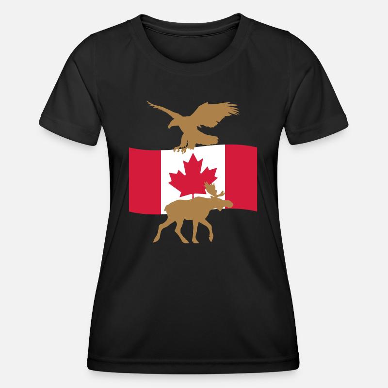 Canada Flag Elk Eagle - Women's Functional T-Shirt - black