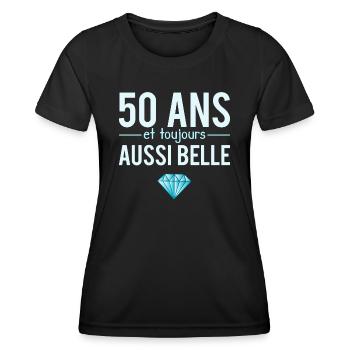 50 ans et toujours aussi belle femme parfaite - T-shirt sport Femme - noir - Devant - AI Model Female 172 light (172cm)