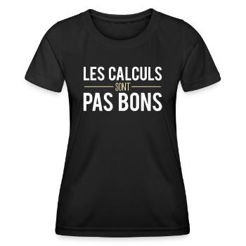 Les calculs sont pas bons expression humour - T-shirt sport Femme - noir - Devant - AI Model Female 172 light (172cm)