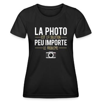 La photo est la solution blague photographe humour - T-shirt sport Femme - noir - Devant - AI Model Female 172 light (172cm)