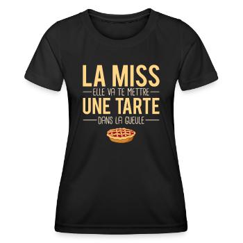 La miss elle va te mettre une tarte dans la gueule - T-shirt sport Femme - noir - Devant - AI Model Female 172 light (172cm)