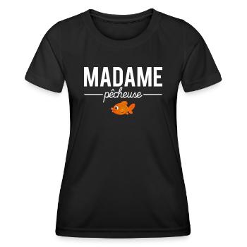 Madame pêcheuse femme pêche - T-shirt sport Femme - noir - Devant - AI Model Female 172 light (172cm)