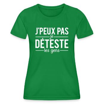 J'peux pas je déteste les gens j'aime pas les gens - T-shirt sport Femme - vert - Devant - AI Model Female 172 dark (172cm)