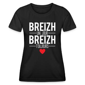 Breizh un jour breizh toujours bretagne humour - T-shirt sport Femme - noir - Devant - AI Model Female 172 light (172cm)