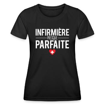 Infirmière presque parfaite métier profession - T-shirt sport Femme - noir - Devant - AI Model Female 172 light (172cm)