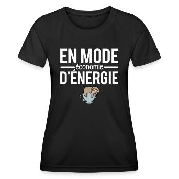 En mode économie d'énergie paresseux flemmard - T-shirt sport Femme - noir - Devant - AI Model Female 172 light (172cm)