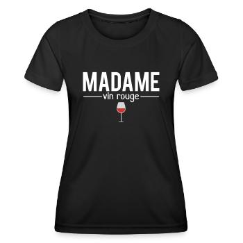 Madame vin rouge femme qui aime le vin humour - T-shirt sport Femme - noir - Devant - AI Model Female 172 light (172cm)