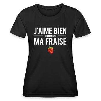J'aime bien ramener ma fraise expression humour - T-shirt sport Femme - noir - Devant - AI Model Female 172 light (172cm)