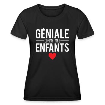 Géniale comme mes enfants cadeau fête des mères - T-shirt sport Femme - noir - Devant - AI Model Female 172 light (172cm)