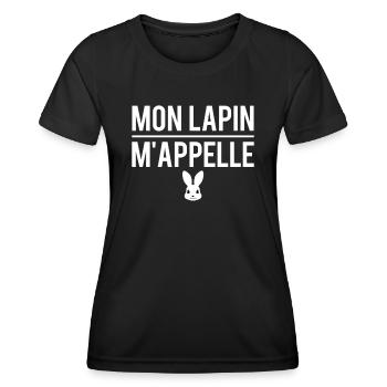 Mon lapin m'appelle humour propriétaire lapin - T-shirt sport Femme - noir - Devant - AI Model Female 172 light (172cm)
