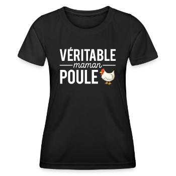 Véritable maman poule cadeau fête des mères - T-shirt sport Femme - noir - Devant - AI Model Female 172 light (172cm)