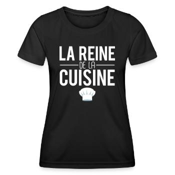 La reine de la cuisine femme qui aime cuisiner - T-shirt sport Femme - noir - Devant - AI Model Female 172 light (172cm)