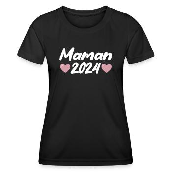 Maman 2024 bientôt maman annonce naissance bébé - T-shirt sport Femme - noir - Devant - AI Model Female 172 light (172cm)