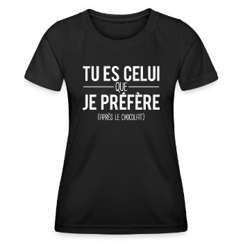 Tu es celui que je préfère après le chocolat - T-shirt sport Femme - noir - Devant - AI Model Female 172 light (172cm)