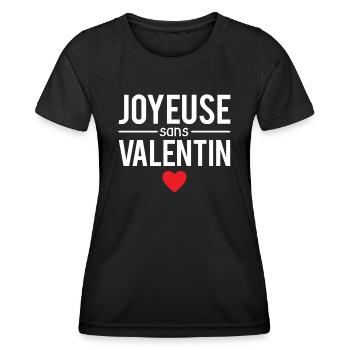 Joyeuse sans valentin blague célibataire humour - T-shirt sport Femme - noir - Devant - AI Model Female 172 light (172cm)