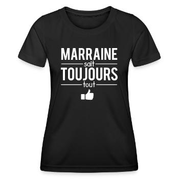 Marraine sait toujours tout meilleure marraine - T-shirt sport Femme - noir - Devant - AI Model Female 172 light (172cm)