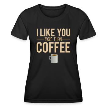 Je t'aime plus que le café caféine expresso humour - T-shirt sport Femme - noir - Devant - AI Model Female 172 light (172cm)