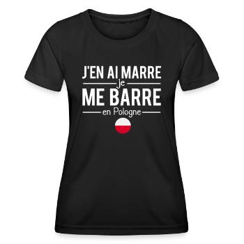J'en ai marre je me barre en pologne polonais - T-shirt sport Femme - noir - Devant - AI Model Female 172 light (172cm)