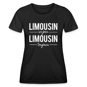 Limousin un jour limousin toujours région france - T-shirt sport Femme - noir - Devant - AI Model Female 172 light (172cm)