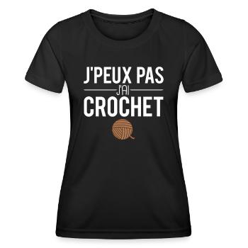 J'peux pas j'ai crochet couture humour - T-shirt sport Femme - noir - Devant - AI Model Female 172 light (172cm)