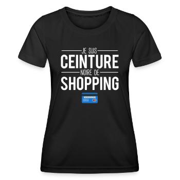 Ceinture noire en shopping carte bancaire - T-shirt sport Femme - noir - Devant - AI Model Female 172 light (172cm)