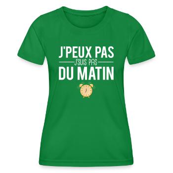J'peux pas j'suis pas du matin réveil lundi humour - T-shirt sport Femme - vert - Devant - AI Model Female 172 dark (172cm)