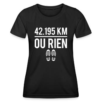 42.195km ou rien coureur marathon course humour - T-shirt sport Femme - noir - Devant - AI Model Female 172 light (172cm)