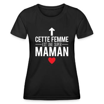 Cette femme est une super maman humour - T-shirt sport Femme - noir - Devant - AI Model Female 172 light (172cm)