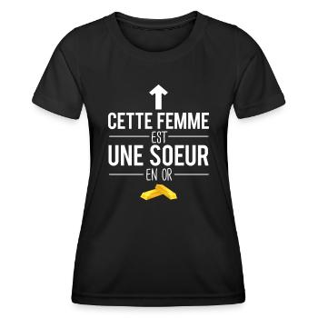 Cette femme est une soeur en or meilleure soeur - T-shirt sport Femme - noir - Devant - AI Model Female 172 light (172cm)