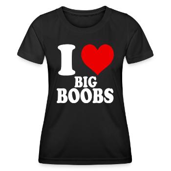 I Love Big Boobs Funny Witty Heart - Women's Functional T-Shirt - black - Front - AI Model Female 172 light (172cm)