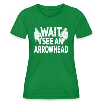 Pfeilspitzenjagd Pfeilspitzen Feuersteinknapping - Frauen Funktions-T-Shirt - Kelly Green - Vorne - AI Model Female 172 dark (172cm)